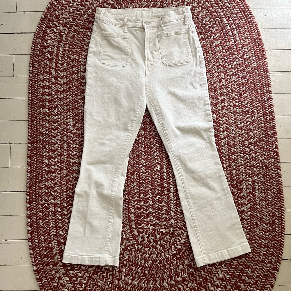 MOTHER White Flare Wide Leg Jeans